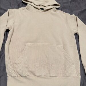 TALENTLESS Waffle-Knit Hoodie in Cream